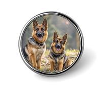 German Shepherd Dogs Lapel Pin Badge Round Metal Button Pin Personalized Novelty Pinback Button Badges Funny Recognition Enamel Pins Novelty Cute Cartoon Brooch Pin for Jacket Bag Coat
