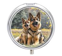 German Shepherd Dogs Small Pill Box 3 Grids Travel Pill Case Portable Daily Pill Organizer with Anti-Mixing Design Easy to Retrieve Meds for Medication, Vitamin, Supplements