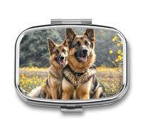 German Shepherd Dogs Travel Pill Organizer A Daily Pill Box for Supplements 2 Compartment Pill Case Convenient for Carrying and Storing Medicines Box