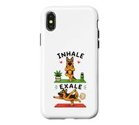 German Shepherd doing yoga inhale - exale DIGOR funny Case for iPhone X/XS