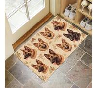 German Shepherd Door Mats Indoor Doormat Washable For Pets Door Matts Duty Non-Slip Entrance Mat Super Absorbent Front Doormat, Retro Style For Kitchen Bathroom Beige, 60 X 90 Cm