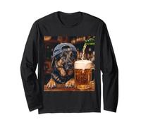 German Shepherd Drinking Beer Funny Dog Meme Long Sleeve T-Shirt