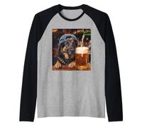 German Shepherd Drinking Beer Funny Dog Meme Raglan Baseball Tee