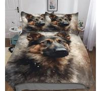 German Shepherd Duvet Cover 3D Bedding Set Soft Brushed Microfiber Comforter Cover with Zipper Closure Quilt Cover with Pillowcase for Kids Teenagers Adult 3 Pieces King (220x240cm)
