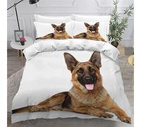 German Shepherd Duvet Cover Set 3D Printed Pet Puppy Bedding Set Super King Size for Aldults Bedroom Comforter Cover Animal Print Soft Microfiber Zipper Quilt Cover with 2 Pillowcases
