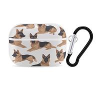 German Shepherd Earbuds Organizer Shockproof Protective Airpods Pro Cover with Carabiner Clip Anti Fall Carrying Earphone Case Cover for Airpods Pro 2nd Generation White