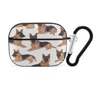 German Shepherd Earbuds Organizer Shockproof Protective Airpods Pro Cover with Carabiner Clip Anti Fall Carrying Earphone Case Cover for Airpods Pro 2nd Generation Black
