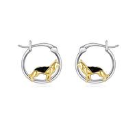 German Shepherd Earrings Sterling Silver Dog Hoop Earrings German Shepherd Dog Jewellery for Women