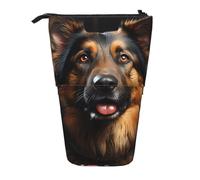 German Shepherd Expandable Stand Pencil Pouch, Multi-Design Oxford Fabric, Adjustable Height, Multi-Use Cosmetic Bag