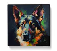 German Shepherd Expressionism Canvas Print | Gallery Wrapped 30mm Frame Wall Art | 20x20 inches | Ready to Hang | Eclectic Picture | Living Room Bedroom Lounge Office