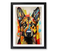 German Shepherd Expressionism Framed Wall Art Print A2 Black