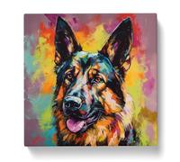 German Shepherd Expressionism No.1 Canvas Print | Gallery Wrapped 30mm Frame Wall Art | 20x20 inches | Ready to Hang | Eclectic Picture | Living Room Bedroom Lounge Office
