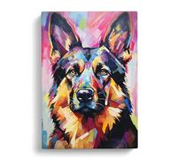 German Shepherd Expressionism No.2 Canvas Print | Gallery Wrapped 30mm Frame Wall Art | 30x20 inches | Ready to Hang | Eclectic Picture | Living Room Bedroom Lounge Office