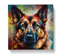 German Shepherd Expressionism No.3 Canvas Print | Gallery Wrapped 30mm Frame Wall Art | 20x20 inches | Ready to Hang | Eclectic Picture | Living Room Bedroom Lounge Office