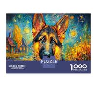 German Shepherd Family Puzzles 1000 Pieces with High Definition Print Centenary Jigsaws Painted GSD Close-up for A Sustainable Hobby As Wall Art Puzzle 70x50cm/1000pcs