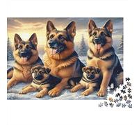 German Shepherd Family Sturdy 1000 Piece Jigsaw Puzzle for Adults Lovely German Shepherd Family Portrait Premium Vibrant Challenging Stress Relief Game 70x50cm/1000pcs