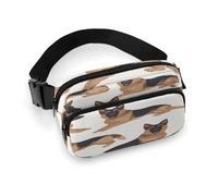 German Shepherd Fanny Pack Belt Bag with Adjustable Strap Fashion Waist Bag for Outdoor Sports Hiking, white, 20x13cm, Full Printed Waist Bag