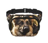 German Shepherd Fanny Pack For Women Waterproof Adjustable Belt Bags Waist Pack Fashion Casual Crossbody Bags Bum Bag For Running Workout Hiking Traveling, Black, One Size