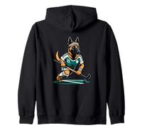 German Shepherd Field Hockey Player 21 Team Spirit Zip Hoodie