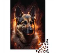 German Shepherd Fire 1000-Piece Puzzle for Adults, 38x26cm/1000pcs, Low-dust Pieces for A Tidier Table; Easy to Continue on Another Evening