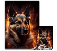 German Shepherd Fire 1000 Pieces Puzzles for Adults Jigsaw Puzzles for Adults Brain Teaser & Home Decor, Perfect 26X38CM/10.23x14.96inch