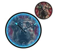 German Shepherd Flag Night Light Wall Clock LED Wall Clocks Silent Battery-Operated Glow in The Dark Large Digital Display for Bedroom Living Room Kitchen, 12 Inch