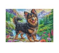 German Shepherd Floral 300 Piece Jigsaw Puzzle for Adults Happy Time Jigsaw Post Work Relaxation Tool Challenging Fun for Friends Family Home Decor 300 PCS