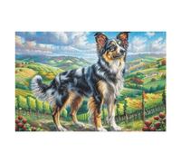 German Shepherd Flower Field Cute Pet Wildlife Wild Nature 1000 Piece Jigsaw Puzzle for All Ages Happy Time Birthday Party Activity Group Fun High Resolution Print Home Decor Entertainment 1000 PCS
