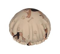 German Shepherd Foot Prints Double Layer Elastic Waterproof Shower Cap Reusable Bath Cap
