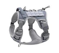 German Shepherd French Bulldog Military Tactical Adjustable Harness Working Dog Training Camping Hunting Harness Vest Outdoor Reflective Dog Harness And Leash Set For Medium Large Dogs, Gray,S