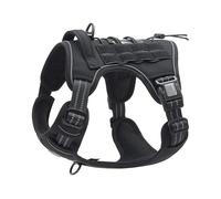 German Shepherd French Bulldog Military Tactical Adjustable Harness Working Dog Training Camping Hunting Harness Vest Outdoor Reflective Dog Harness And Leash Set For Medium Large Dogs,Black,L