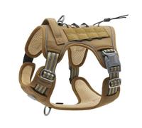 German Shepherd French Bulldog Military Tactical Adjustable Harness Working Dog Training Camping Hunting Harness Vest Outdoor Reflective Dog Harness And Leash Set For Medium Large Dogs,Khaki,M