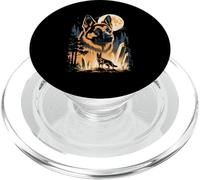 German Shepherd Full Moon Crystal Forest Night PopSockets PopGrip for MagSafe