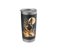 German Shepherd Full Moon Crystal Forest Night Stainless Steel Insulated Tumbler
