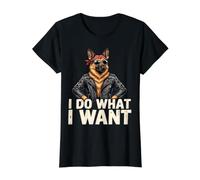 German Shepherd Funny Value Graphic T-Shirt, Women, Black, M