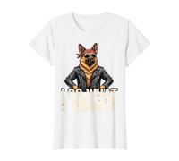 German Shepherd Funny Value Graphic T-Shirt, Women, White, L