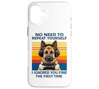 German Shepherd Gamer Ignored You Fine The First Time Retro Case for iPhone 16 Plus