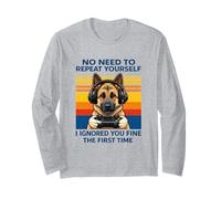 German Shepherd Gamer Ignored You Fine The First Time Retro Long Sleeve T-Shirt