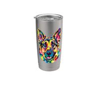 German Shepherd Geometric Pop Art Closeup Portrait Face Stainless Steel Insulated Tumbler