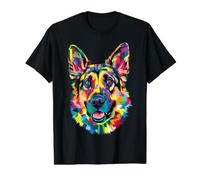 German Shepherd Geometric Pop Art Closeup Portrait Face Value Graphic T-Shirt, Men, Black, S