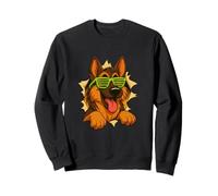 German Shepherd Green Sunglasses Breaking Through Ripped Sweatshirt