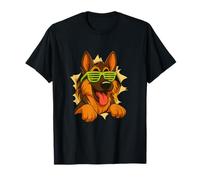 German Shepherd Green Sunglasses Breaking Through Ripped T-Shirt