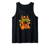 German Shepherd Green Sunglasses Breaking Through Ripped Tank Top