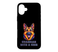 German Shepherd Guardian with a Grin Portrait Design Case for iPhone 16 Plus