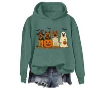German Shepherd Halloween Sweatshirt Funny Ghost Dog German Shepherd Hoodies For Women Men Green