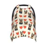 German Shepherd Heart Print Baby Car Seat Covers, Breathable Nursing Cover Breastfeeding Cover, Stroller Covers, Multi-use Infant Carseat Canopy, Baby Boys Girls Newborn Essentials