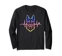 German Shepherd Heartbeat Line Art Dog Paw Print Long Sleeve T-Shirt