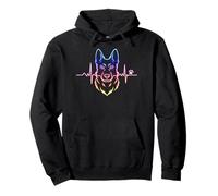 German Shepherd Heartbeat Line Art Dog Paw Print Pullover Hoodie