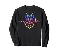 German Shepherd Heartbeat Line Art Dog Paw Print Sweatshirt