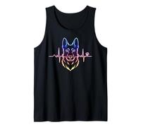 German Shepherd Heartbeat Line Art Dog Paw Print Tank Top